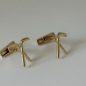 Pair of Vintage 14K Solid Gold Golf Clubs Motif Cufflinks 5.8gm